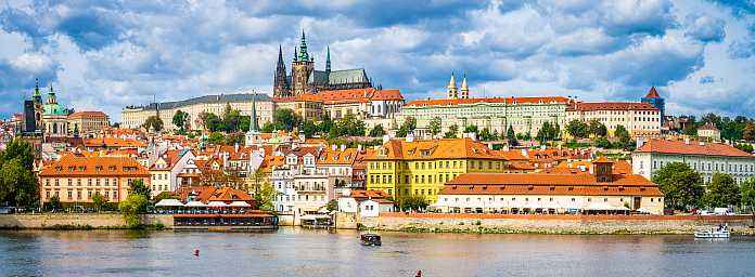 Panorama of old town of Prague with the famous Prague's castle, Czech Republic